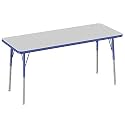 FDP 24" x 60" Rectangle Table with Swivel Glide Legs - Gray/Blue