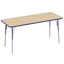 FDP 24" x 60" Rectangle Table with Swivel Glide Legs - Maple/Blue