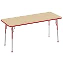 FDP 24" x 60" Rectangle Table with Ball Glide Legs - Maple/Red, 10012-MPRD