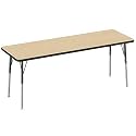 FDP 24" x 72" Rectangle Table with Swivel Glide Legs - Maple/Black
