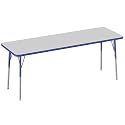 FDP 24" x 72" Rectangle Table with Swivel Glide Legs - Gray/Blue