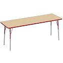 FDP 24" x 72" Rectangle Table with Swivel Glide Legs - Maple/Red
