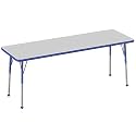 FDP 24" x 72" Rectangle Table with Ball Glide Legs - Gray/Blue, 10016-GYBL