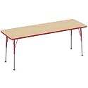 FDP 24" x 72" Rectangle Table with Ball Glide Legs - Maple/Red, 10016-MPRD