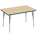 FDP 30" x 48" Rectangle Table with Swivel Glide Legs - Maple/Green