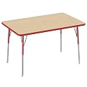 FDP 30" x 48" Rectangle Table with Swivel Glide Legs - Maple/Red