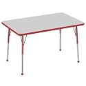 FDP 30" x 48" Rectangle Table with Ball Glide Legs - Gray/Red, 10020-GYRD