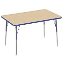 FDP 30" x 48" Rectangle Table with Swivel Glide Legs - Maple/Blue