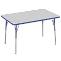 FDP 30" x 48" Rectangle Table with Swivel Glide Legs - Gray/Blue