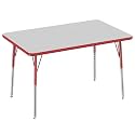 FDP 30" x 48" Rectangle Table with Swivel Glide Legs - Gray/Red
