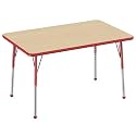 FDP 30" x 48" Rectangle Table with Ball Glide Legs - Maple/Red, 10020-MPRD