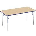 FDP 30" x 60" Rectangle Table with Swivel Glide Legs - Maple/Blue