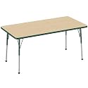 FDP 30" x 60" Rectangle Table with Ball Glide Legs - Maple/Green