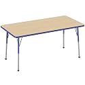 FDP 30" x 60" Rectangle Table with Ball Glide Legs - Maple/Blue