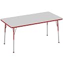 FDP 30" x 60" Rectangle Table with Ball Glide Legs - Gray/Red, 10024-GYRD