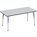 FDP 30" x 60" Rectangle Table with Ball Glide Legs - Gray/Blue, 10024-GYBL
