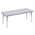 FDP 30" x 72" Rectangle Table with Ball Glide Legs - Gray/Blue, 10028-GYBL