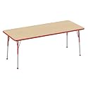 FDP 30" x 72" Rectangle Table with Ball Glide Legs - Maple/Red, 10028-MPRD