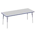 FDP 30" x 72" Rectangle Table with Swivel Glide Legs - Gray/Blue
