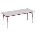 FDP 30" x 72" Rectangle Table with Ball Glide Legs - Gray/Red, 10028-GYRD