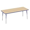 FDP 30" x 72" Rectangle Table with Swivel Glide Legs - Maple/Blue