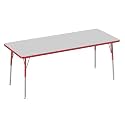 FDP 30" x 72" Rectangle Table with Swivel Glide Legs - Gray/Red