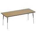 FDP 30" x 72" Rectangle Table with Swivel Glide Legs - Pasadena Oak/Navy