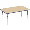 FDP 36" x 60" Rectangle Table with Swivel Glide Legs - Maple/Blue