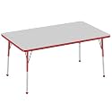 FDP 36" x 60" Rectangle Table with Ball Glide Legs - Gray/Red, 10032-GYRD
