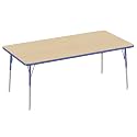 FDP 36" x 72" Rectangle Table with Swivel Glide Legs - Maple/Blue