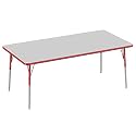 FDP 36" x 72" Rectangle Table with Swivel Glide Legs - Gray/Red