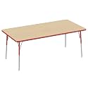 FDP 36" x 72" Rectangle Table with Swivel Glide Legs - Maple/Red