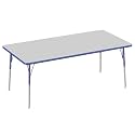 FDP 36" x 72" Rectangle Table with Swivel Glide Legs - Gray/Blue