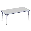 FDP 36" x 72" Rectangle Table with Ball Glide Legs - Gray/Blue, 10036-GYBL