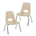 FDP 8" School Stack Chair with Swivel Glides, Sand, 2-Pack, 15408-SD