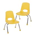 FDP 8" School Stack Chair with Ball Glides, Yellow, 2-Pack, 15407-YE