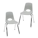 FDP 8" School Stack Chair with Swivel Glides, Light Gray, 2-Pack, 15408-LG