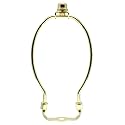 FDXGYH 1 Pcs 7 inch Lamp Shade Harp Holder Kit Heavy Duty Horn Frame Lampshade Bracket with Solid lamp finial Cap for Table and Floor Lamps [Gold]