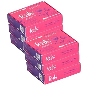 feals planet-friendly cotton swabs 600 sticks pack of 6