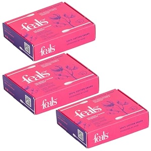 feals planet-friendly cotton swabs 300 sticks pack of 3