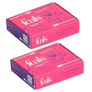 feals planet-friendly cotton swabs eco-packaged chemical-free biodegradeable  for skin and ear care  200 sticks pack of 2