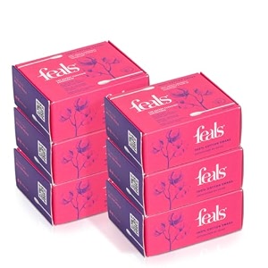 feals cotton ear budsswabs 200 stems400 swabs in each box pack of 6 - perfect for ear cleaning makeup removal and daily hygiene