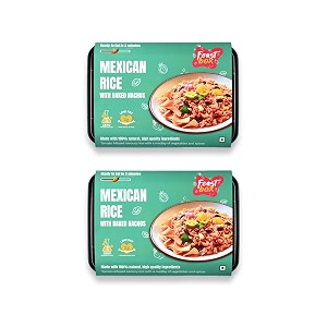 feastbox  mexican rice with baked nachos  ready to eat  no preservatives amp additives - 100 natural amp vegetarian  low fat  pack of 2  262g