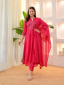 FEBFORWARD Embroidered Kurta Palazzo Dupatta Set