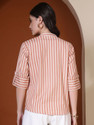 FebQ Women Regular Fit Striped Mandarin Collar