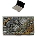February Mountain Mother of Pearl Business Card Case - Korea Traditional Gifts, Slim Metal Holder for Business &amp; Credit Cards, Pocket-Sized Purse Wallet (Black and Gold Geometric Design)