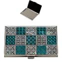 February Mountain Mother of Pearl Business Card Case - Korea Traditional Gifts, Slim Metal Holder for Business &amp; Credit Cards, Pocket-Sized Purse Wallet (Patch)