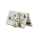 February Mountain Mother of Pearl Business Card Case - Korea Traditional Gifts, Slim Metal Holder for Business &amp; Credit Cards, Pocket-Sized Purse Wallet (Orchid and Butterfly)