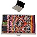 February Mountain Mother of Pearl Business Card Case - Korea Traditional Gifts, Slim Metal Holder for Business &amp; Credit Cards, Pocket-Sized Purse Wallet (Dancheong)