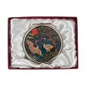 February Mountain Mother of Pearl Compact Mirror – Dual Magnification Gift for Women, Mom, Sister – Birthday or Christmas Idea (1, Crane &amp; Red Sun)